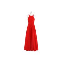 Red Azazie Winona - Keyhole Floor Length Halter Chiffon Dress - Charming Bridesmaids Store