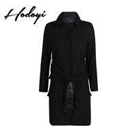 Vogue Curvy One Color Fall Tie 9/10 Sleeves Wool Coat - Bonny YZOZO Boutique Store