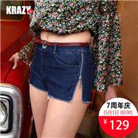 2017 summer new products personality Girl on both sides of the zipper elements denim hot pants short