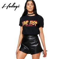 Must-have Oversized Vogue Sport Style Printed Scoop Neck Alphabet One Color Summer Short Sleeves T-s