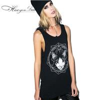 Oversized Printed Sleeveless Cat Geometry T-shirt - Bonny YZOZO Boutique Store