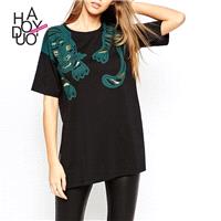 Must-have Street Style Oversized Printed Split Tiger Summer T-shirt - Bonny YZOZO Boutique Store
