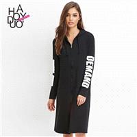 Spring 2017 new Wei dress letter printing easy, sporty hooded dress - Bonny YZOZO Boutique Store