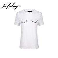 Must-have Vogue Printed Scoop Neck Alphabet Summer Casual Short Sleeves T-shirt - Bonny YZOZO Boutiq