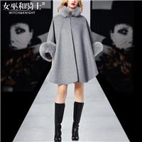 Oversized Vogue Batwing Sleeves Fur Collar Wool Puncho Coat Overcoat Coat - Bonny YZOZO Boutique Sto