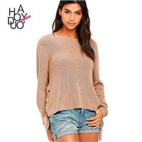 Vogue Simple Lace Up One Color Sweater Basics - Bonny YZOZO Boutique Store