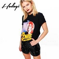 Oversized Vogue Simple Printed Scoop Neck Alphabet Face Summer Edgy Short Sleeves T-shirt - Bonny YZ