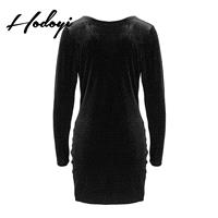 Vogue Sexy Simple Open Back Slimming Scoop Neck One Color Fall 9/10 Sleeves Dress - Bonny YZOZO Bout