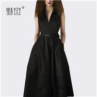 Elegant Curvy V-neck Sleeveless Trail Dress Summer Dress Black Mini Dress Formal Wear - Bonny YZOZO