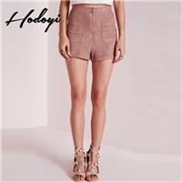 Summer 2017 new street zip placket suede hot pants casual pants shorts women - Bonny YZOZO Boutique